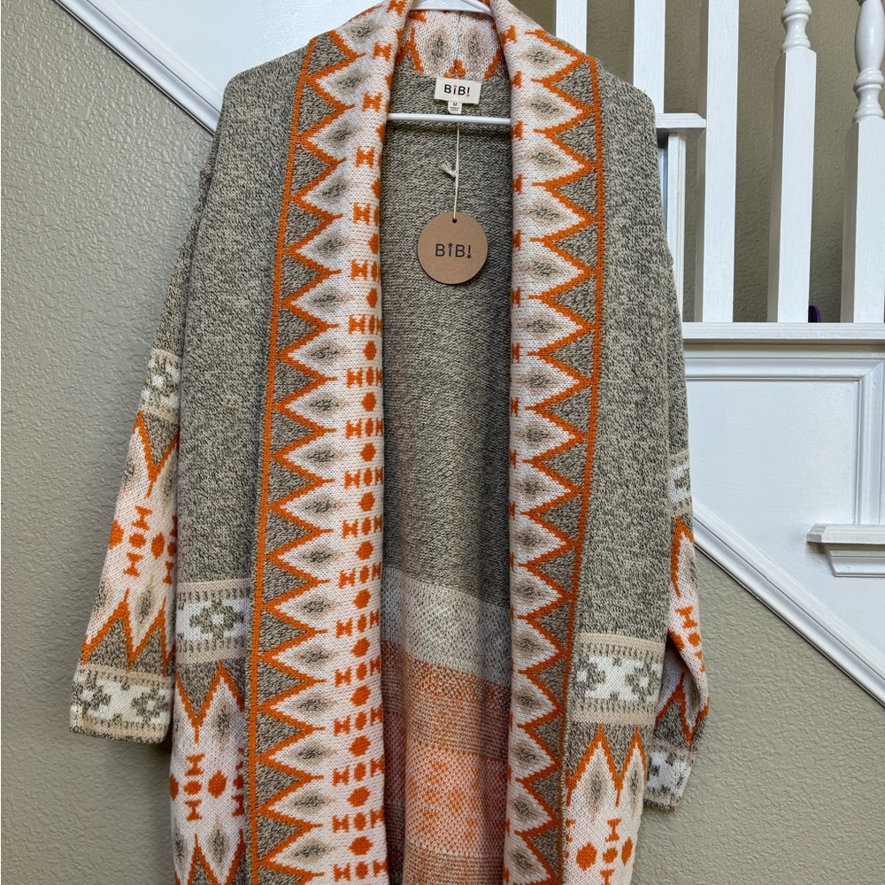 Bibi-Open Cardigan- Aztec Pattern